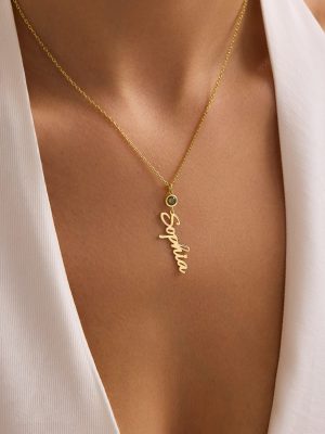 Custom Name Necklace with Birthstone