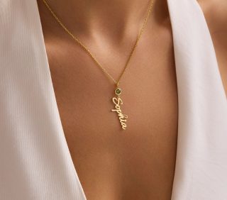 Custom Name Necklace with Birthstone