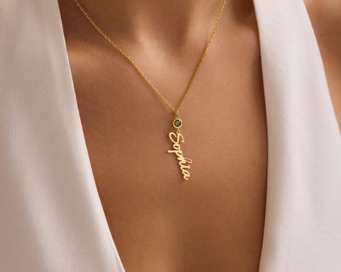 Custom Name Necklace with Birthstone