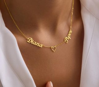Custom Name Necklace with Heart Pendant